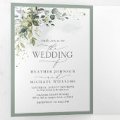 Invitation Trois Volets Verdure botanique Mariage d'aquarelle fleurie (Intérieur en premier)