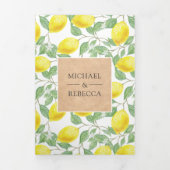 Invitation Trois Volets Verger de citron moderne Végétation Kraft Mariage  (Page de couverture)