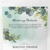 Invitation Trois Volets Vert d'eucalyptus bleu Mariage 3 en 1 (Intérieur en premier)
