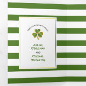 Invitation Trois Volets Vert moderne, rayures blanches mariage irlandais d (Intérieur en premier)
