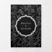 Invitation Trois Volets Victorian Black Catholic QR Code Mariage (Page de couverture)