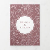 Invitation Trois Volets Victorian Dusty Rose catholique QR Code Mariage (Page de couverture)