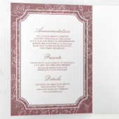 Invitation Trois Volets Victorian Dusty Rose catholique QR Code Mariage (Intérieur en premier)