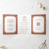 Invitation Trois Volets Victorian Terracotta catholique QR Code Mariage (Intérieur)