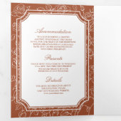 Invitation Trois Volets Victorian Terracotta catholique QR Code Mariage (Intérieur en premier)