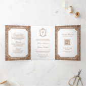 Invitation Trois Volets Victorien Beige catholique QR Code Mariage (Intérieur)