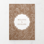 Invitation Trois Volets Victorien Beige catholique QR Code Mariage (Page de couverture)