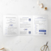 Invitation Trois Volets Vignes d'automne bleu gris aquarelle mariage tout- (Intérieur)