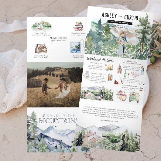 Invitation Trois Volets Vignoble de montagne rustique | MARIAGE