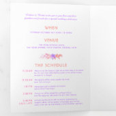 Invitation Trois Volets Vins orange rose aquarelle mariage tout-en-un (Intérieur en premier)