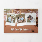 Invitation Trois Volets Vintage Beach Sunset String Mariage (Page de couverture)