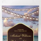 Invitation Trois Volets Vintage Beach Sunset String Mariage (Intérieur en premier)
