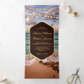 Invitation Trois Volets Vintage Beach Sunset String Mariage (Intérieur)