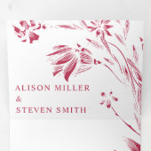 Invitation Trois Volets Viva magenta ligne rose fleurs photo mariage (Intérieur en premier)