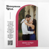 Invitation Trois Volets Viva Magenta Retro Boho Arch Photo QR Code Mariage (Intérieur en premier)