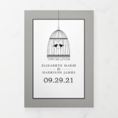 Invitation Trois Volets Voile vintage, Suite Mariage Argent (Page de couverture)