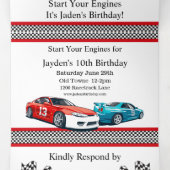 Invitation Trois Volets Voiture de course Anniversaire, 10e anniversaire I (Intérieur au milieu)