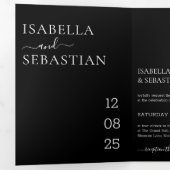 Invitation Trois Volets Wedding Black All in one set kindly reply (Intérieur en premier)