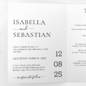 Invitation Trois Volets Wedding Formal Black All in one set (Intérieur en premier)