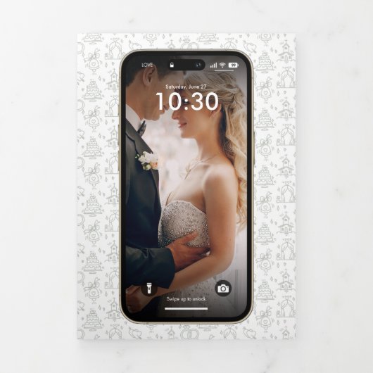 Invitation Trois Volets WhatsApp iPhone Conversation Mariage à thème Code  (Page de couverture)