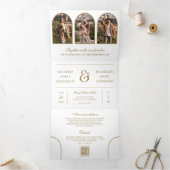Invitation Trois Volets White Gold Arch Photo QR code Wedding (Intérieur)