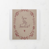 Invitation Trois Volets Winery Deep Burgundy Rouge Floral Mariage de couro (Protection)