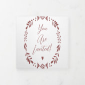 Invitation Trois Volets Winery Deep Burgundy Rouge Floral Mariage de couro (Protection)