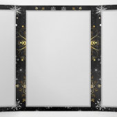 Invitation Trois Volets Xmas Golden Snowflakes on Black Background (Intérieur au milieu)