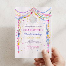 Invitation Troisième Anniversaire Boule Disco Chaî
