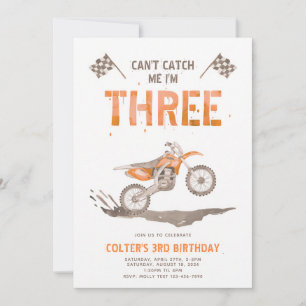 Invitation Troisième anniversaire de moto tout-terrain orange