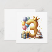 Invitation Troisième anniversaire doré (Devant / Derrière)