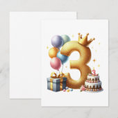 Invitation Troisième anniversaire doré (Devant / Derrière)
