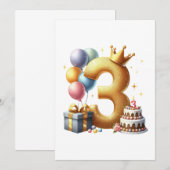 Invitation Troisième anniversaire doré (Devant / Derrière)