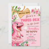 Invitation Troisième anniversaire Rose Trois Rex en liberté (Devant)