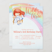 Invitation troisième anniversaire sauvage et libre en arc-en- (Devant / Derrière)