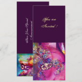 Invitation TROISIÈME BAL masqué ,or rouge jaune bleu (Devant / Derrière)