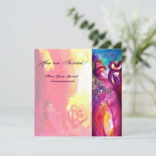 Invitation TROISIÈME BAL masqué ,or rouge jaune bleu (Debout devant)