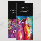 Invitation TROISIÈME MASQUE bal masqué, or rouge jaune bleu (Devant / Derrière)