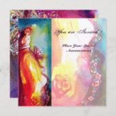 Invitation TROISIÈME MASQUE boule mascarisée, or rouge jaune  (Devant / Derrière)