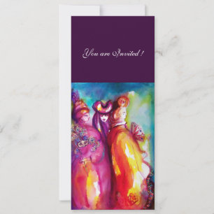 Invitation TROISIÈME MASQUE boule mascarisée, or rouge jaune