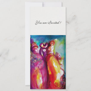 Invitation TROISIÈME MASQUE fête mascarade, or rouge blanc gl