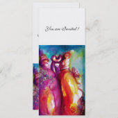 Invitation TROISIÈME MASQUE soirée masquée ,or rouge blanc gl (Devant / Derrière)