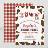 Invitation Troisième Rodéo Western Cowboy 3e anniversaire (Devant / Derrière)