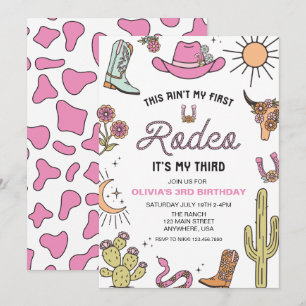 Invitation Troisième Rodéo Western Rose 3ème Anniversaire