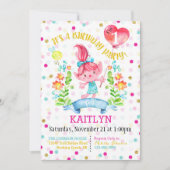 Invitation Troll Fleurs Filles Balloon Premier anniversaire (Devant)