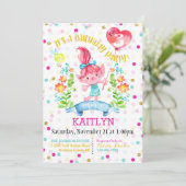 Invitation Troll Fleurs Filles Balloon Troisième Anniversaire (Debout devant)