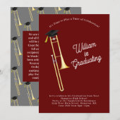 Invitation Trombone Musician Graduation Party Music (Devant / Derrière)