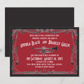Invitation Trompette rouge Mariage des années 20 (Devant / Derrière)