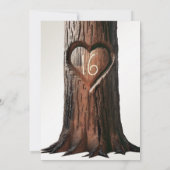Invitation Tronc d'arbre sculpté en forme de cœur Rustique Ph (Dos)