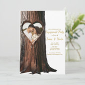 Invitation Tronc d'arbre sculpté en forme de cœur rustique po (Debout devant)